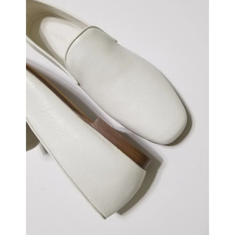 NIB Vince Bray White Leather Flat Loafer Smoking Slipper Size 6.5, 8, 8.5 $295